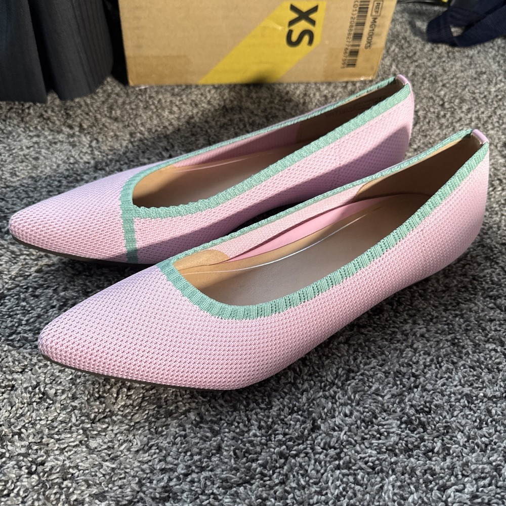 NEW Vionic Cameo Pink Knit Dahlia Pointy Toe Flats Women's Size 10 - Picture 3 of 6
